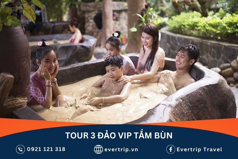 tắm bùn trong tour 3 đảo vip