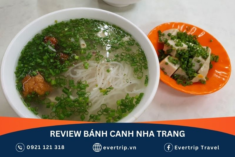 tô bánh canh chả cá nha trang đặc trưng với rất nhiều hành lá, ăn kèm chả cá