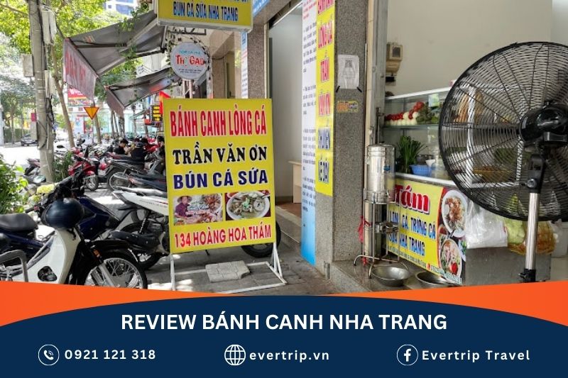 biển hiệu và địa chỉ quán bánh canh lòng cá nha trang