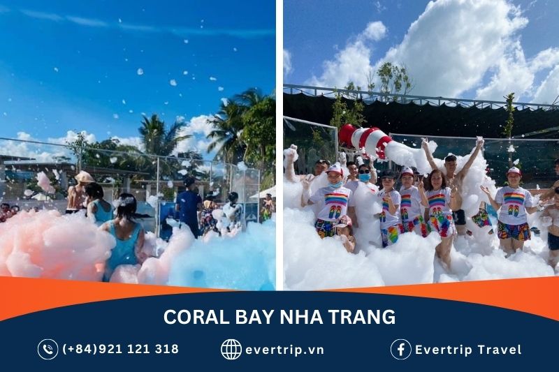 tourists enjoy foam parties at Coral bay nha trang