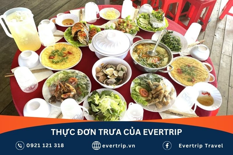 thực đơn trưa của tour evertrip